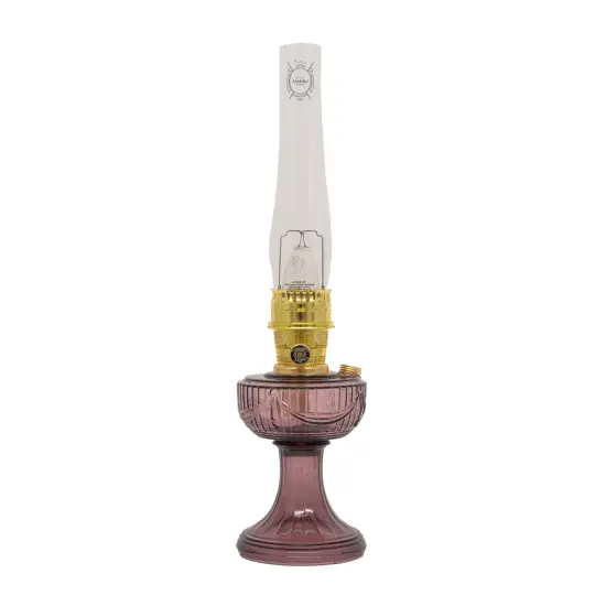 Aladdin Amethyst Lincoln Drape Table Oil Lamp with Rose Shade and Brass Trim, Classic Vintage Design and Bright Illumination {5}
