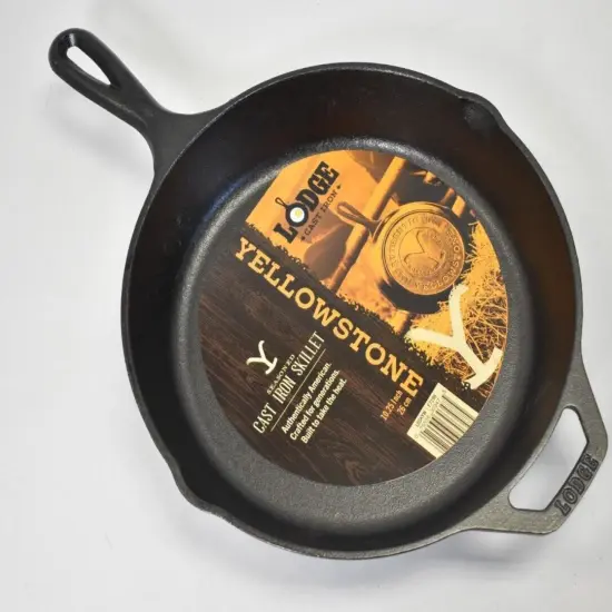 Lodge Yellowstone Cast Iron Skillet, 10.25 inch diameter with Y Design, Pre-seasoned and Made in USA {3}