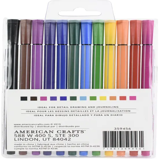 American Crafts Fine Liners Markers 12/Pkg {4}