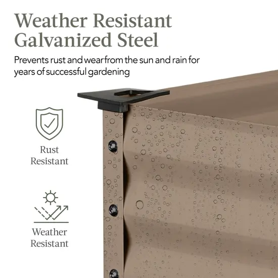 Best Choice Products 48x24x30in Elevated Galvanized Metal Garden Bed w/ Corner Protectors Taupe {4}
