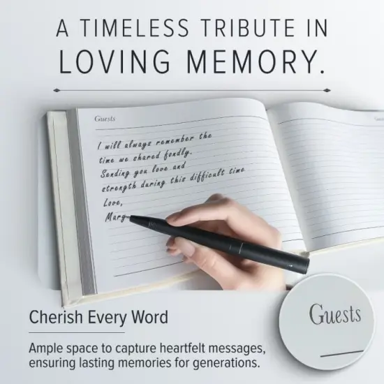 Gallery Leather Guest Book Funeral, In Loving Memory, Memorial, 192 Lined Pages, Bonded Leather, Hardcover Acadia Wild Rose {3}