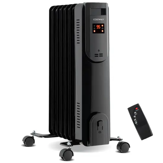 Oil Filled Radiator Heater with Adjustable Thermostat-Black {1}