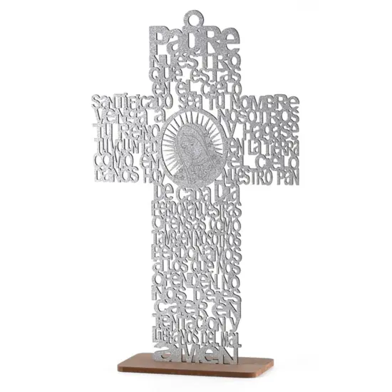 12pcs Lady Guadalupe Cross Centerpiece w/ Stand Silver {1}
