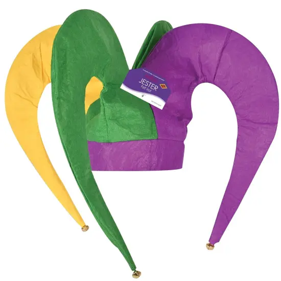 6 Pack Bulk Mardi Gras Felt Jester Hat {3}