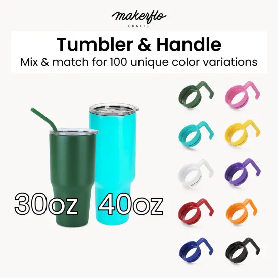 MakerFlo Tumbler Handle for 30oz & 40oz Tumblers &ndash; Twist-On, Twist-Off Craft Accessory, Ergonomic Grip, Leak-Proof Lid, Ideal for Craft and Personalization - Epoxy Blue {4}