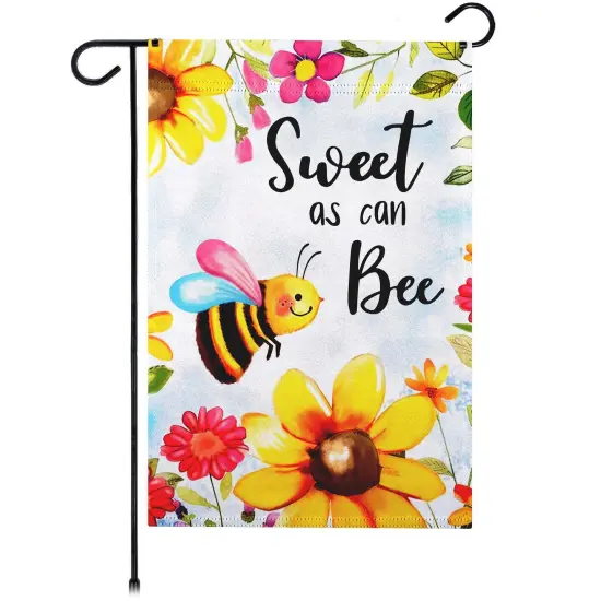 G128 Sweet Bee Flowers Garden Flag 12x18 In Double Sided Spring Yard Garden Lawn Decoration {1}