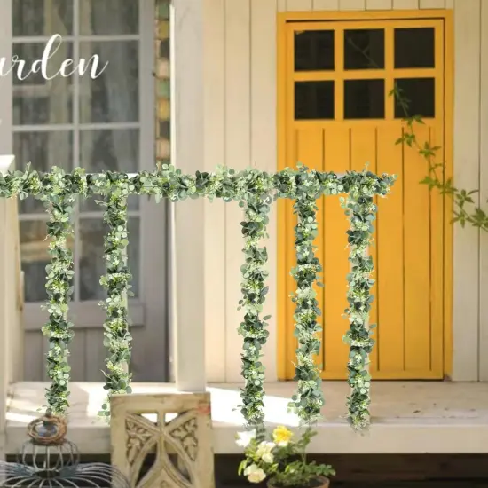 5.9FT Eucalyptus Garland, Artificial Greenery Garland Flower, Green Spring Garland Wreath Vines Decorations, Fake Silver Dollar Eucalyptus Leaves Vines for Table Home Wedding Mantle Party Decor {3}
