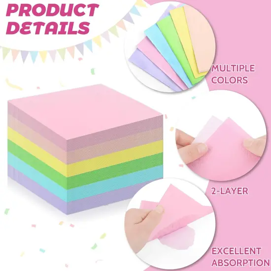 120 Pieces Cocktail Napkin Pastel Rainbow Paper Napkins Beverage Luncheon Paper Napkins 2 Ply for Party Favors, 6 Colors {3}