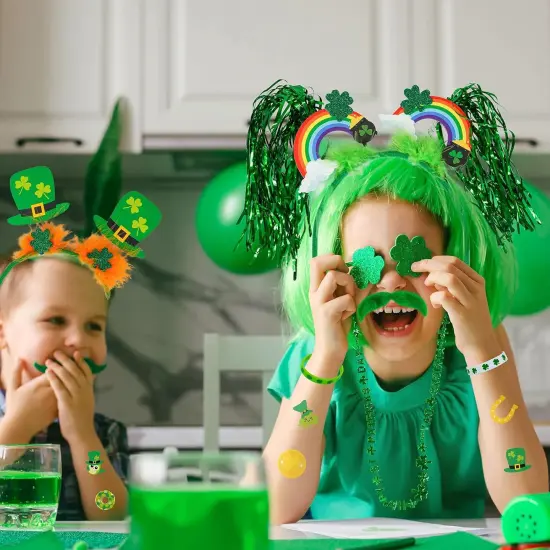 58 Pcs St. Patrick's Day Novelty Jewelry Assortment: Necklaces, Head Boppers, Bracelets, Mustaches, Tattoos & Accessories for St. Patty's Day Irish Party Decor {4}