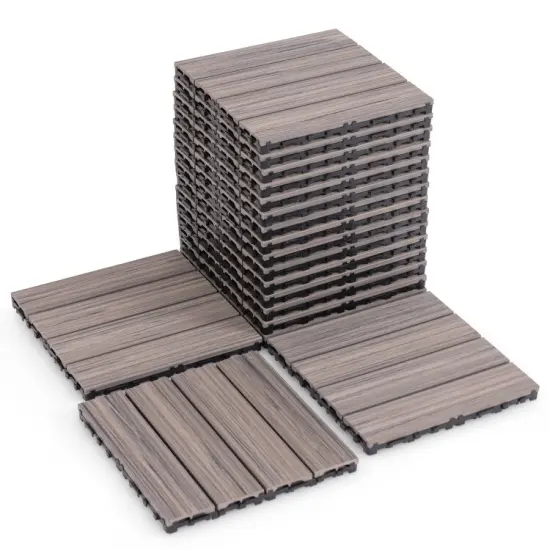 18 Pieces Weather Resistant Interlocking Deck Tiles Ideal for Outdoor Use Brown {2}