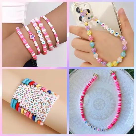 300Pcs Round Letter Beads K 4X7mm Single Small Letter Beads for Friendship Bracelets Making {4}