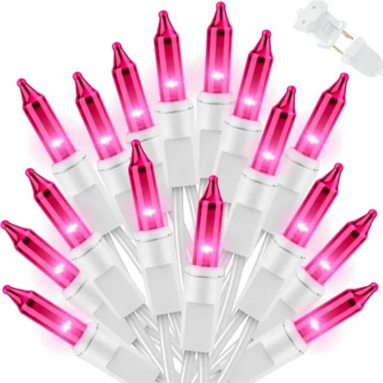 String Light,100 Count Incandescent Mini String Light in 19.6ft,Indoor/Outdoor 120V UL Certified Mini Light for Christmas,Wedding,Patio Lawn,Home,Garden,Party (Pink) {1}