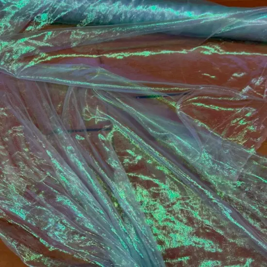 1 Yard Crinkle Barbie Organza Fabric Two Tone Sheer for Events & Home Decor 36" Wide Aqua {2}