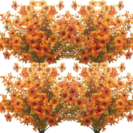 10 Bundles Artificial Fall Flowers Outdoor UV Resistant Fake Flowers {1}