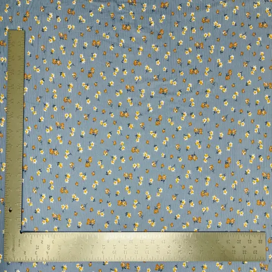 1 Yard 4x2 Brushed Rib Knit Fabric Floral Print Soft Stretch 58"-60" Width Mauve {4}