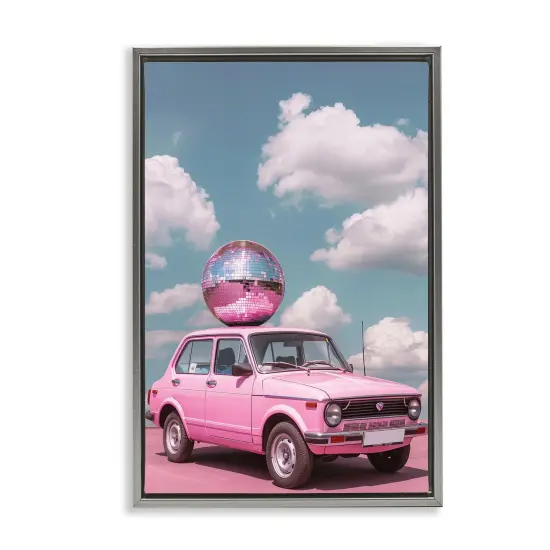 Stupell Industries Disco Ball Car & Clouds Floating Frame Design by LSR Design Studio {1}
