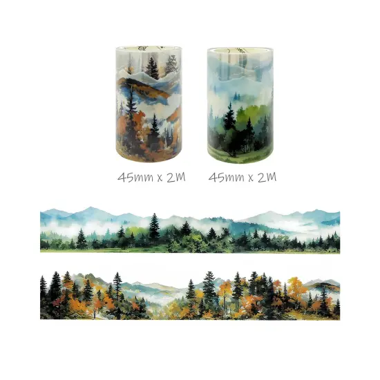 Wrapables Aesthetic Scenic Landscapes PET Washi Tapes for Scrapbooking, Stationery, Journaling, Diary, Card Making (Set of 2) {2}