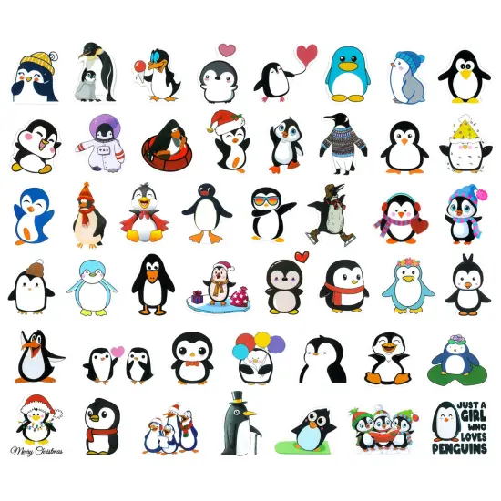 Wrapables Waterproof Vinyl Stickers for Water Bottles, Laptop, Phones, Skateboards, Decals for Teens, 100pcs, Penguin Fun {4}