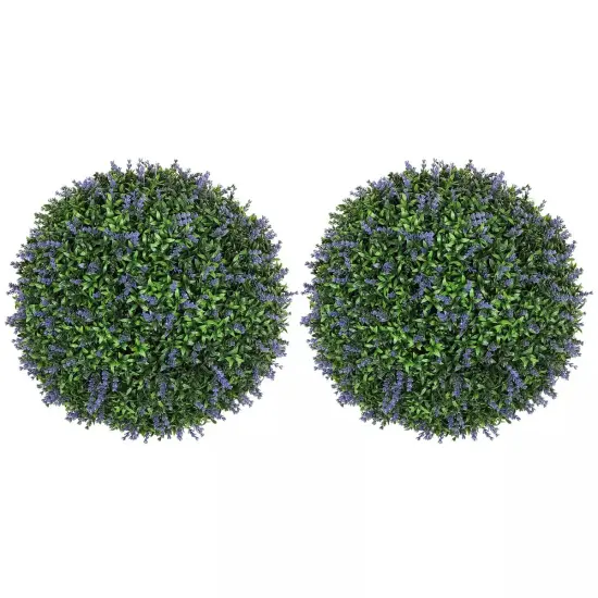 Set of 2 Artificial Topiary Balls Vibrant Lavender Flower {1}