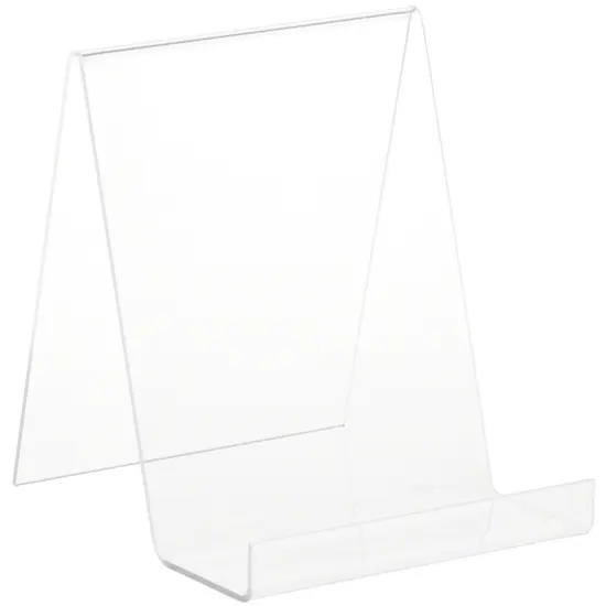 Plymor Clear Acrylic Flat Back Display Easel With 2.5" Box Ledge, 7.25" H x 6" W x 7" D {2}