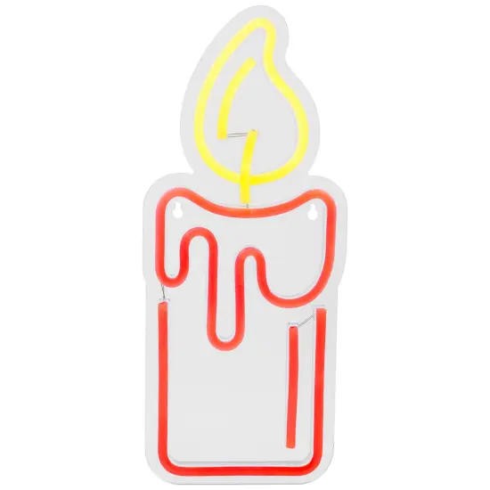 Northlight LED Candle Neon Lighted Christmas Wall or Window Decoration - 12" Red {3}
