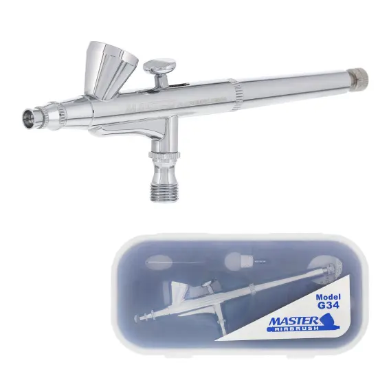 G34 Multi-Purpose Dual-Action Gravity Feed Airbrush with a 0.3mm Tip and 1/16 oz. Fluid Cup - User Friendly {1}