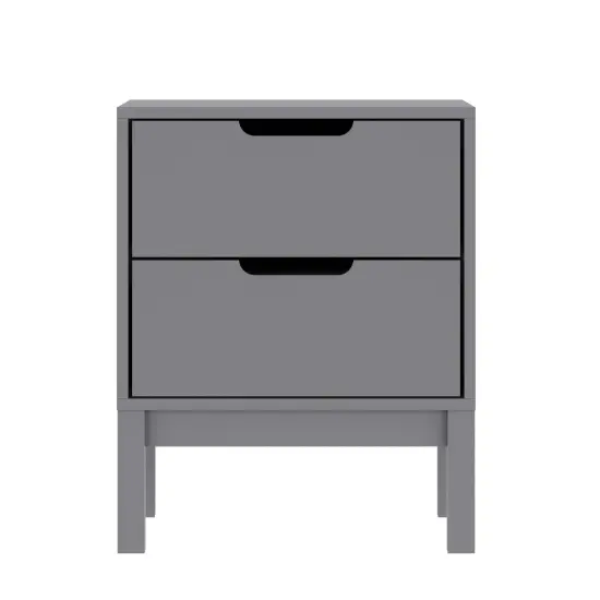 Emma and Oliver Samuel Kids Double-Drawer Night Stand with Solid Wood Frame, Side Table for Kids Bedroom Gray {5}