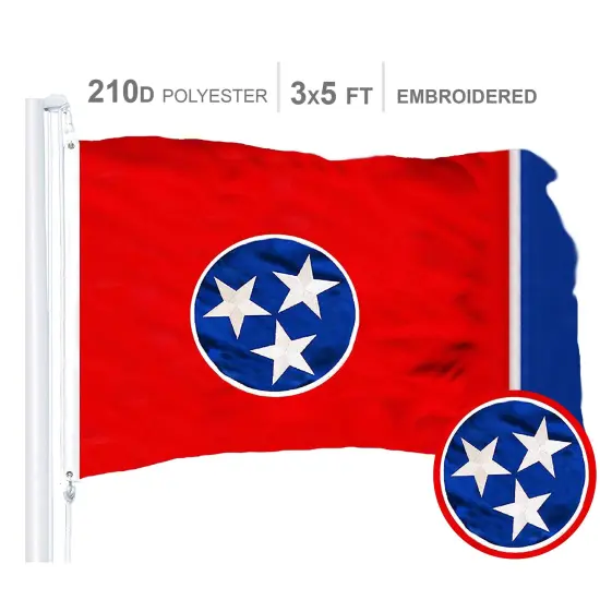 Tennessee State Flag 300D Embroidered Polyester 3x5 Ft {1}