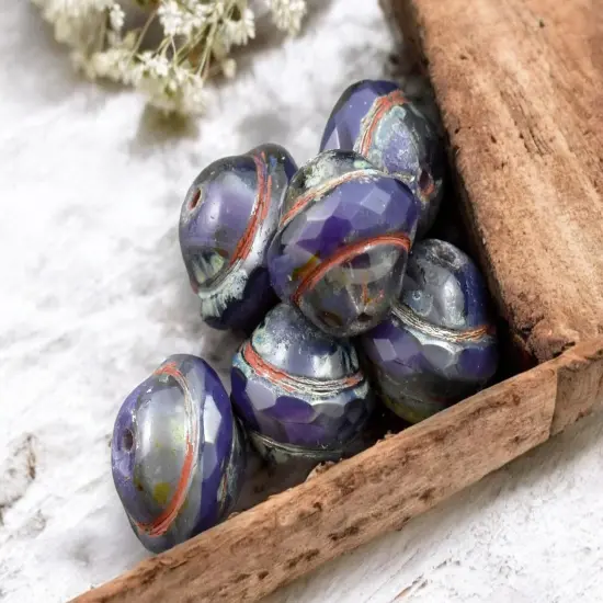 *12* 10x12mm Purple Opaline Picasso Saturn Beads {5}