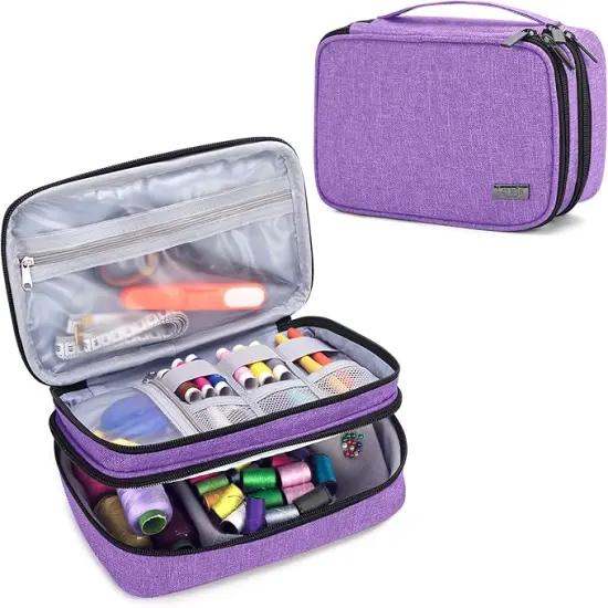 Sewing Accessories Organizer, Double-Layer Sewing Supplies Organizer for Needles, Scissors, Measuring Tape, Thread and Other Sewing Tools (NO Accessories Included), Purple {1}