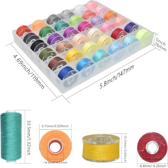 72Pcs 36 Colors Sewing Thread Set with Matching Prewound Bobbin Threads with Case, 550 Yards per Polyester Thread, Popular Colors Sewing Threads for Hand & Machine Sewing {3}