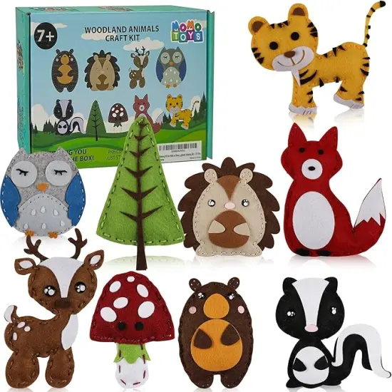 Kids Sewing Kit for Kids, Fun & Educational Woodland Animals Sew Craft Set for Boys and Girls Ages 8-12, Complete Beginner Sewing Kit with Felt Plushie for Creative DIY Projects {1}