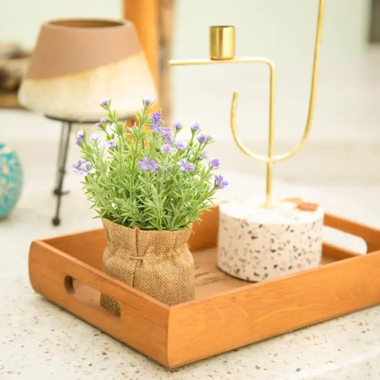 Babys Breath Artificial Flowers in Small Burlap Bag Vases 3Pcs -Gypsophila Faux Flowers Farmhouse {5}