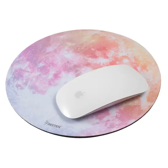 Insten Round Galaxy Mouse Pad for Home Office Gaming Computer Desk, Smooth Non Slip Rubber Mat, Pink Moon {7}