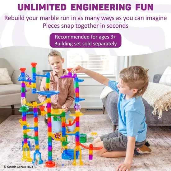 Marble Genius Marble Run Booster Set - 30 Pieces Total (10 Action Pieces Included), Construction Building Blocks Toys for Ages 3-14, Add-On Set, Original {4}