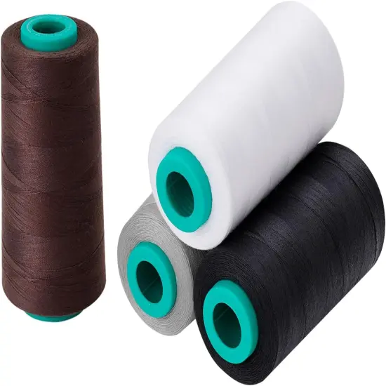 Serger Thread, All-Purpose Sewing Thread, Polyester Thread for Sewing Machine, 4 Cones of 3000 Yards Each Spool,Cone Thread for Sewing Machine 140S/2 (Black,White,Brown,Grey) {2}