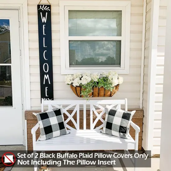 Buffalo Plaid Pillow Covers 18x18 Set of 2 Black and White Outdoor Throw Pillows Black Buffalo Check Pillow Covers Farmhouse Decor for Couch Sofa and Bed {2}