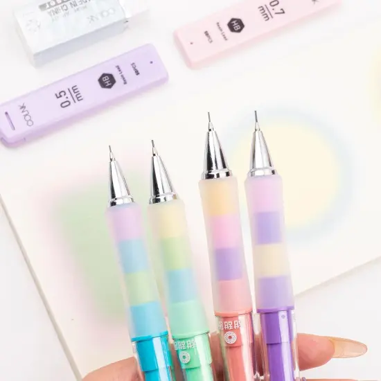 Mechanical Pencil Set with Lead and Erasers, 4 Drawing Mechanical Pencils 0.5 & 0.7mm, with 4 Tubes of HB Lead Refills and 2 Extra Erasers for School Office Writings {3}