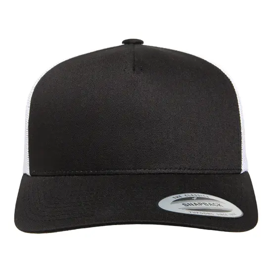 YP Classics&reg; Retro Trucker Cap Timeless & Casual Style BLACK/ WHITE {1}