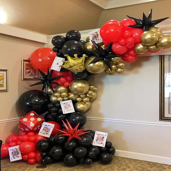 Black Red Gold Star Balloons,9Pcs Black Gold Explosion Star Foil Balloons,22Inch Spike Cone Star Helium Mylar Balloons for Birthday Anniversary Baby Shower New Year Disco Party Decorations {3}