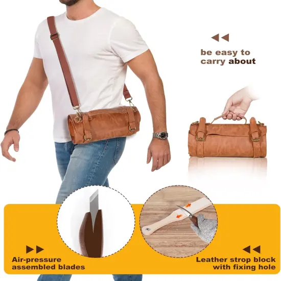 Premium Wood Carving Tools Kit - Ergonomic Walnut Handles, Razor-Sharp High-Carbon Steel Blades, PU Leather Storage Bag, Safety Gloves & Thumb Guard &ndash; For Beginners & Professionals {5}