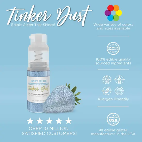 Bakell - Soft Blue Tinker Dust Edible Glitter (25g, 1x Spray Pump) for Food, Desserts, and Beverages! {3}