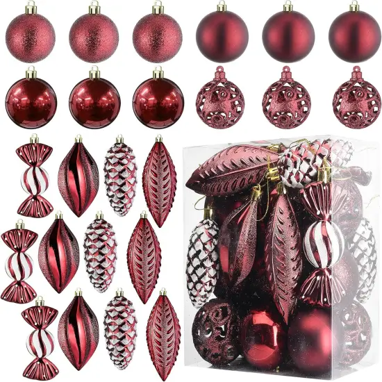 24-Piece Wine Red Christmas Tree {1}