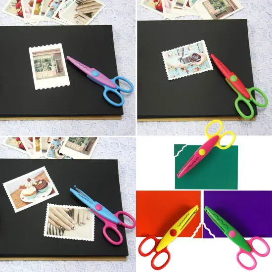 14PCS Creative Scissors & Craft Punch, 6 Different Patterns Edging Scissors + Paper Punch for Teachers Kids DIY Photo Scrapbooking Album - Colorful {3}