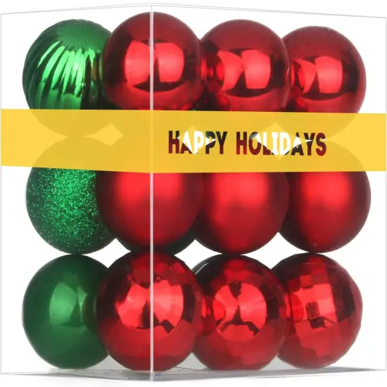Red & Green 3.2" Large Christmas Balls - Christmas Tree Decoration Ornaments Shatterproof Hanging Balls for Birthday Halloween Holiday Wedding Decorations Set of 18pcs {1}