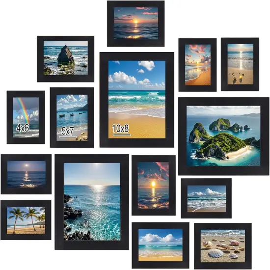 15 pack Picture Frames Gallery Wall Frame Set Wall Art Decor for Home Decoration,Hanging or Tabletop Display,Include Multi-Size with Three 8x10, six 5x7, six4x6 Seller Assistant: Fetching data... {1}