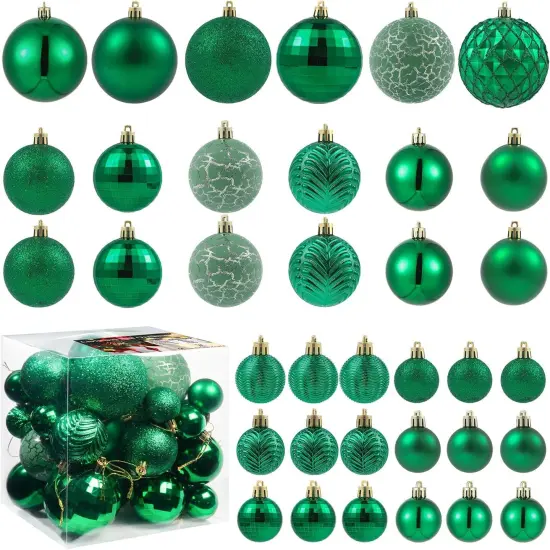36pcs Emerald Green Christmas Tree Decorations Balls, Bolas De Navidad, 2024 Christmas Decor, Indoor Outdoor Shatterproof Christmas Ornaments, Xmars Party Wedding Suppiles {5}