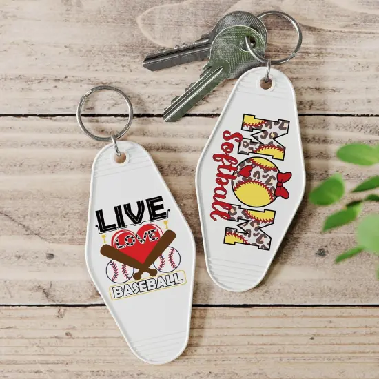 Keychain UV DTF Wraps Stickers - 8 Sheets Baseball Enthusiast Uvdtf Wrap Decals for Blank Keychain Decoration, Share Love Baseball Waterproof Transfer Stickers DIY Motel Keychain Craft Creative Decor {2}