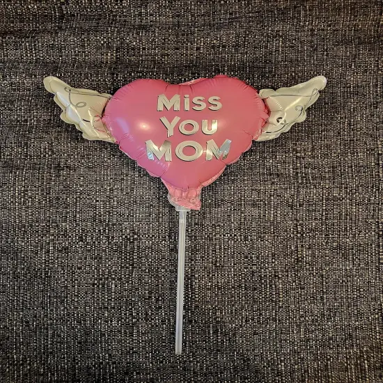 Heavenly Balloons on a stick Miss You Mom (pink) balloon heart shaped with angel wings {4}