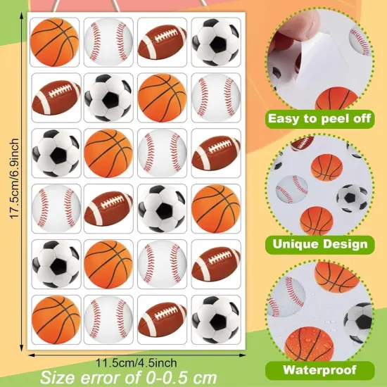 600 Pieces Sports Stickers for Kids Soccer Baseball Football Stickers Basketball Football for Kids Teacher for Ball Themed Birthday Party Classroom Decorations(Multiple Balls) {2}